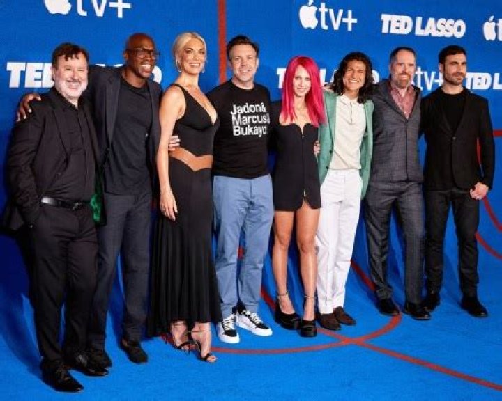 Jason Sudeikis Supports English Soccer Stars Hit By Racist Harassment At ‘Ted Lasso’ Premiere — Photos